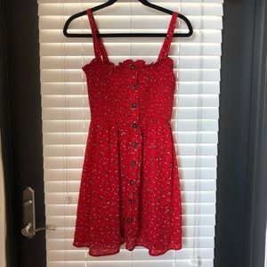 Sienna Sky Floral Summer Dress in Red w/ Straps